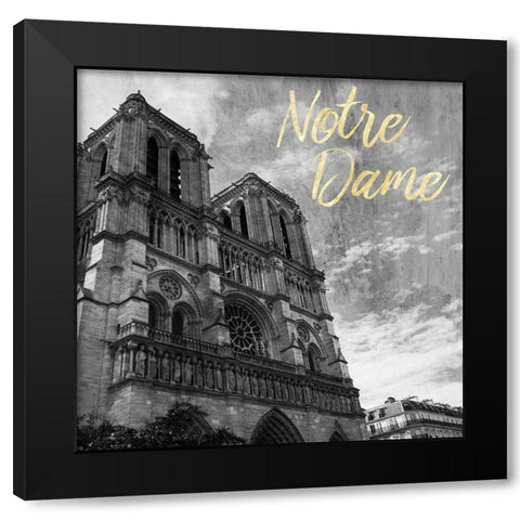 Notre Dame Black Modern Wood Framed Art Print by Prime, Marcus