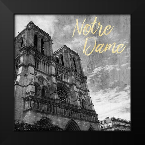 Notre Dame Black Modern Wood Framed Art Print by Prime, Marcus