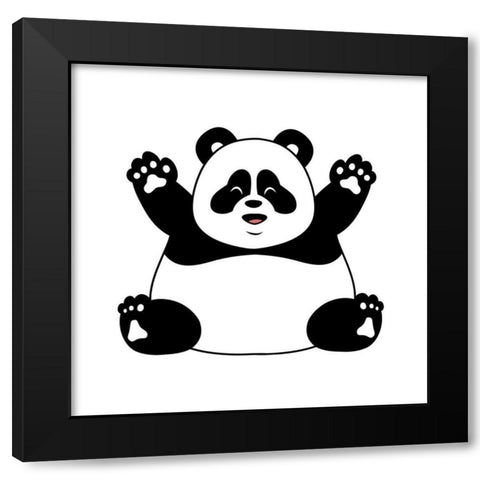 Chubby Panda Black Modern Wood Framed Art Print with Double Matting by Prime, Marcus