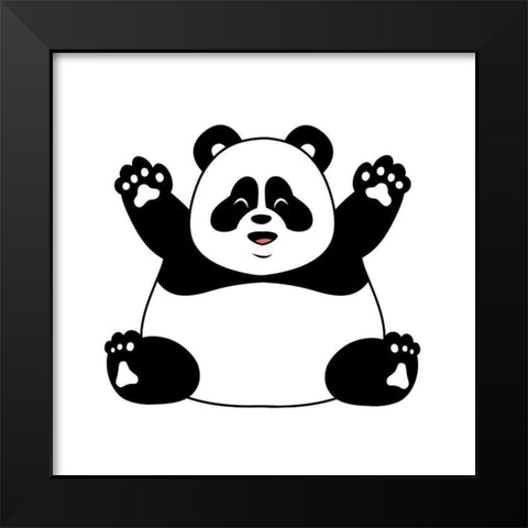 Chubby Panda Black Modern Wood Framed Art Print by Prime, Marcus