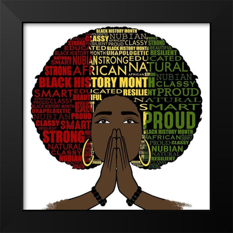 Black History Pride Black Modern Wood Framed Art Print by Prime, Marcus