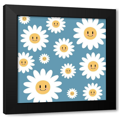 Happy Daisies Black Modern Wood Framed Art Print by Prime, Marcus