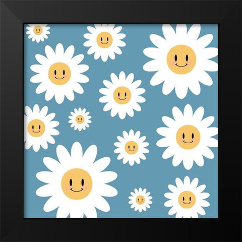 Happy Daisies Black Modern Wood Framed Art Print by Prime, Marcus