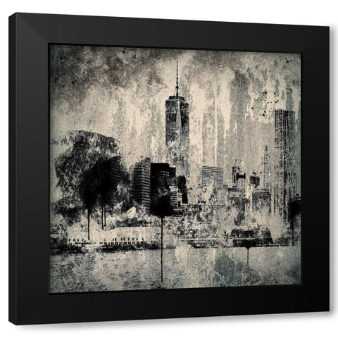Industrial City Black Modern Wood Framed Art Print with Double Matting by Prime, Marcus