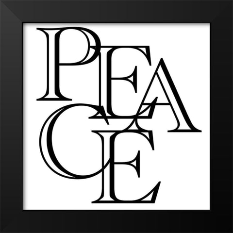 Peace Collage Black Modern Wood Framed Art Print by Prime, Marcus