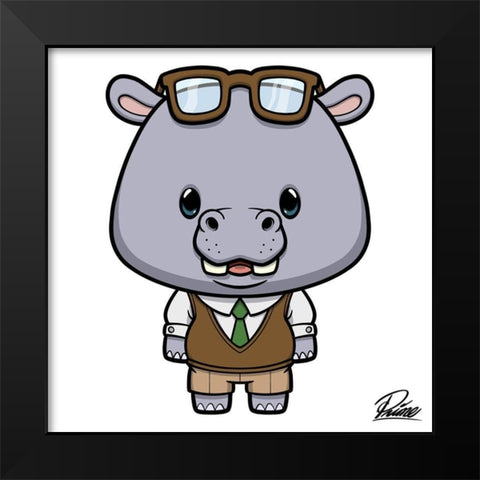 Hudson Hippo Black Modern Wood Framed Art Print by Prime, Marcus