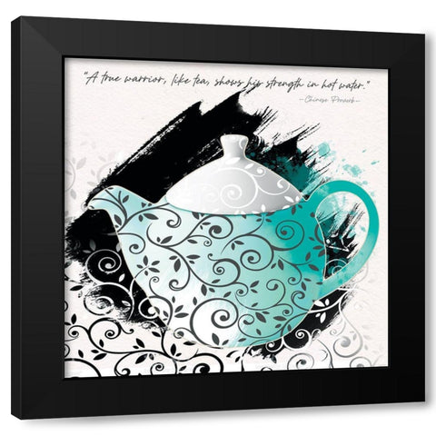 Teal Tea 1 Black Modern Wood Framed Art Print by Miller, Savannah