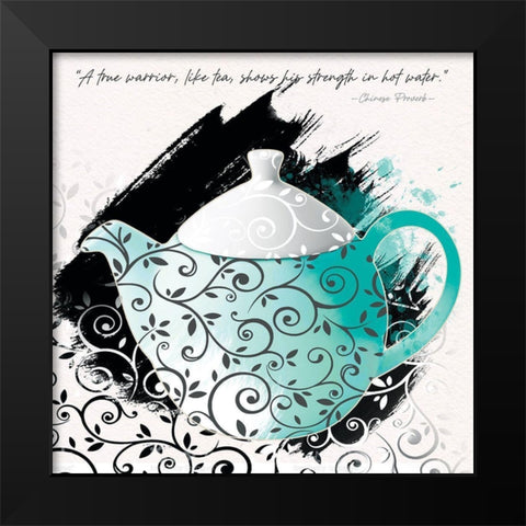 Teal Tea 1 Black Modern Wood Framed Art Print by Miller, Savannah