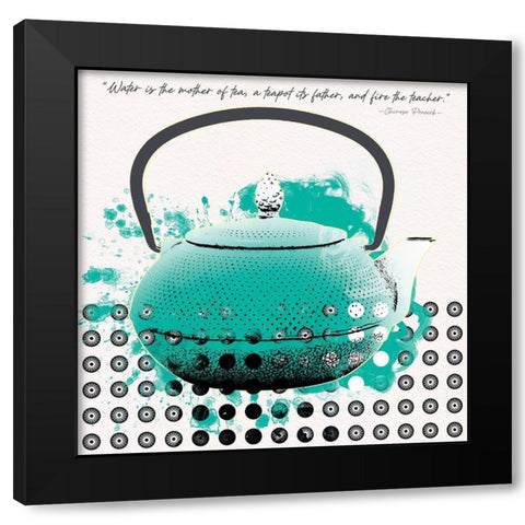 Teal Tea 2 Black Modern Wood Framed Art Print with Double Matting by Miller, Savannah