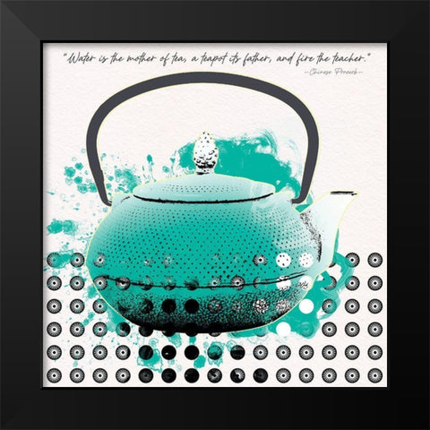 Teal Tea 2 Black Modern Wood Framed Art Print by Miller, Savannah