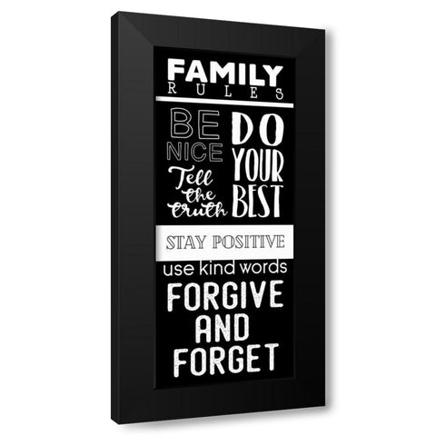 Family Rules Black Modern Wood Framed Art Print with Double Matting by Villa, Mlli