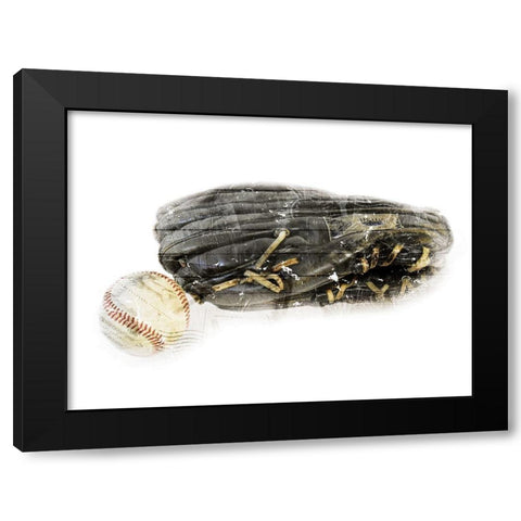 Ball And Gloves Black Modern Wood Framed Art Print by Villa, Mlli