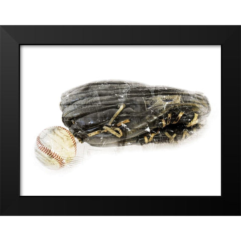 Ball And Gloves Black Modern Wood Framed Art Print by Villa, Mlli