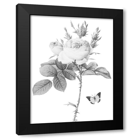 Greyscale Floral Black Modern Wood Framed Art Print with Double Matting by Villa, Mlli