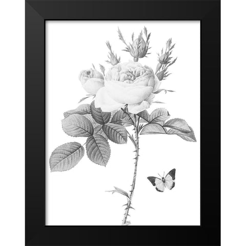 Greyscale Floral Black Modern Wood Framed Art Print by Villa, Mlli