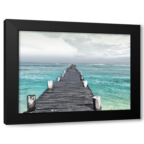 Dock At Sea Recolor Black Modern Wood Framed Art Print by Villa, Mlli