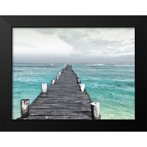 Dock At Sea Recolor Black Modern Wood Framed Art Print by Villa, Mlli
