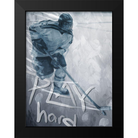 Play Hard Black Modern Wood Framed Art Print by Villa, Mlli