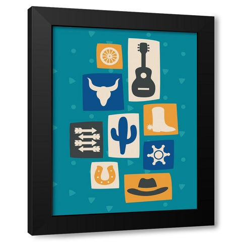 Western Icon Stamps Black Modern Wood Framed Art Print with Double Matting by Villa, Mlli