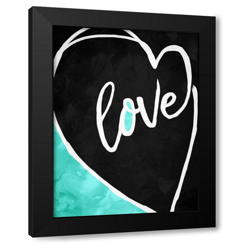 Love Heart Black Modern Wood Framed Art Print by Villa, Mlli