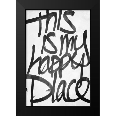 Happy Place Black Modern Wood Framed Art Print by Villa, Mlli