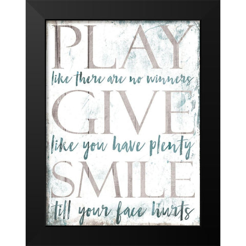 Play Give Black Modern Wood Framed Art Print by Villa, Mlli