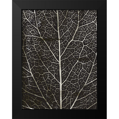 Charcoal Leaf Grain Black Modern Wood Framed Art Print by Villa, Mlli