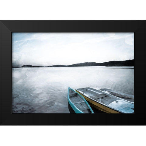 Three Boats Black Modern Wood Framed Art Print by Villa, Mlli