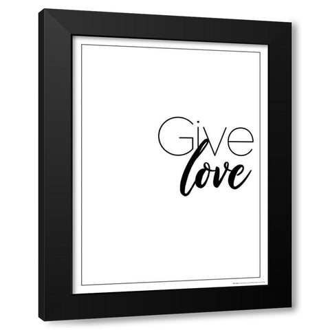 Give Love Black Modern Wood Framed Art Print with Double Matting by Villa, Mlli