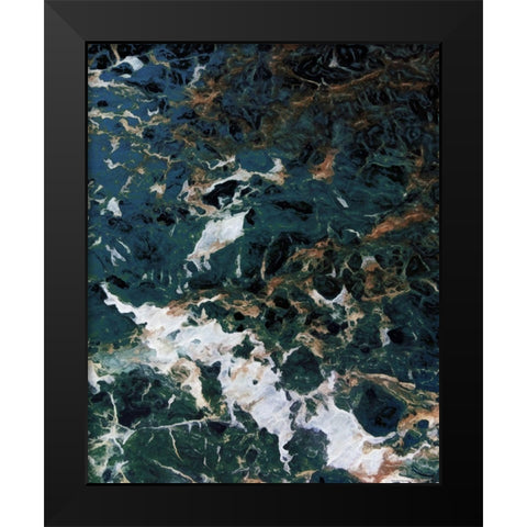 Dark Blue Smog Abstract Black Modern Wood Framed Art Print by Villa, Mlli