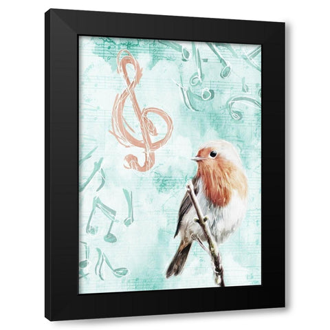 Music Bird Black Modern Wood Framed Art Print with Double Matting by Villa, Mlli