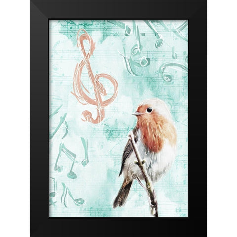 Music Bird Black Modern Wood Framed Art Print by Villa, Mlli