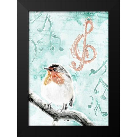Music Bird Mate Black Modern Wood Framed Art Print by Villa, Mlli