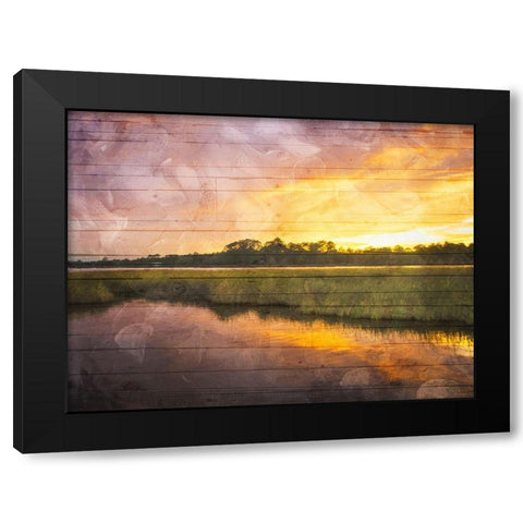 Marsh Sunset Black Modern Wood Framed Art Print with Double Matting by Villa, Mlli