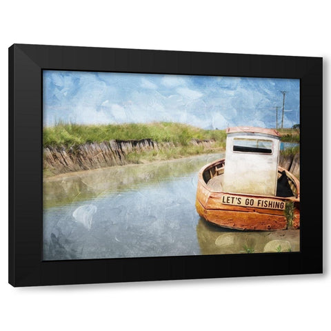 Lets Go Fishing Black Modern Wood Framed Art Print with Double Matting by Villa, Mlli