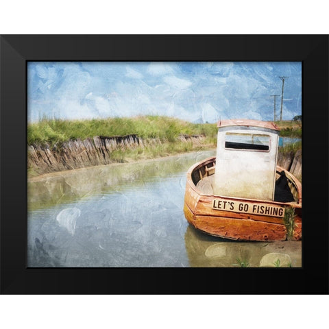Lets Go Fishing Black Modern Wood Framed Art Print by Villa, Mlli
