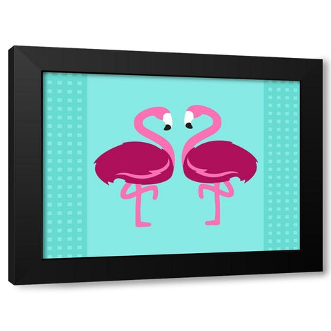 Flamingo  Black Modern Wood Framed Art Print with Double Matting by Villa, Mlli