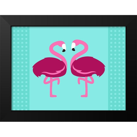 Flamingo  Black Modern Wood Framed Art Print by Villa, Mlli