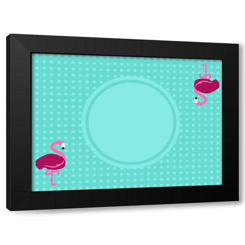 Flamingo Placemat Black Modern Wood Framed Art Print with Double Matting by Villa, Mlli