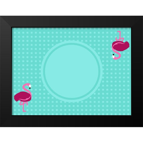 Flamingo Placemat Black Modern Wood Framed Art Print by Villa, Mlli