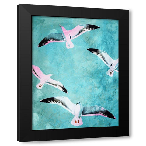 Birds In The Sky Black Modern Wood Framed Art Print by Villa, Mlli