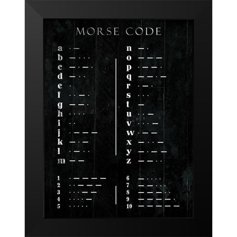 Morse Code Black Modern Wood Framed Art Print by Villa, Mlli