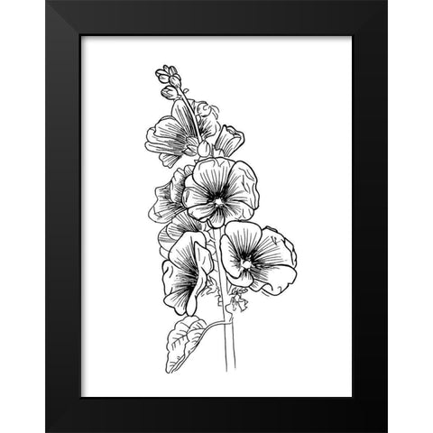 Lined Flowers Black Modern Wood Framed Art Print by Villa, Mlli