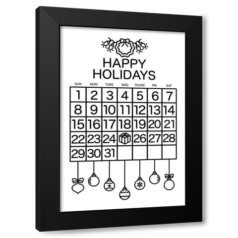 Happy Holidays Black Modern Wood Framed Art Print with Double Matting by Villa, Mlli