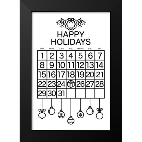 Happy Holidays Black Modern Wood Framed Art Print by Villa, Mlli