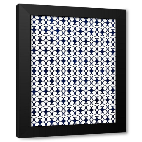 Blue Flourish Black Modern Wood Framed Art Print by Villa, Mlli