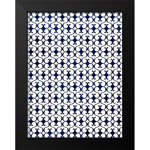 Blue Flourish Black Modern Wood Framed Art Print by Villa, Mlli