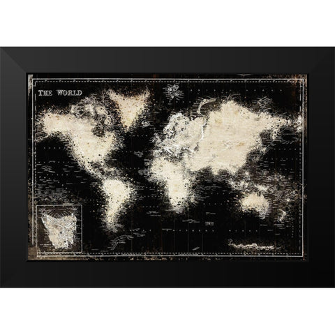 Cream World Black Modern Wood Framed Art Print by Villa, Mlli