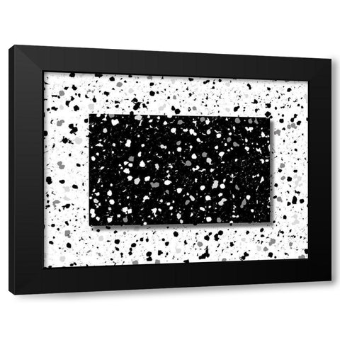 Black White Speckles Black Modern Wood Framed Art Print with Double Matting by Villa, Mlli