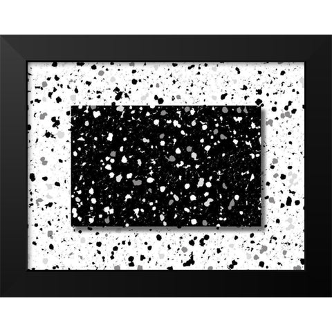 Black White Speckles Black Modern Wood Framed Art Print by Villa, Mlli